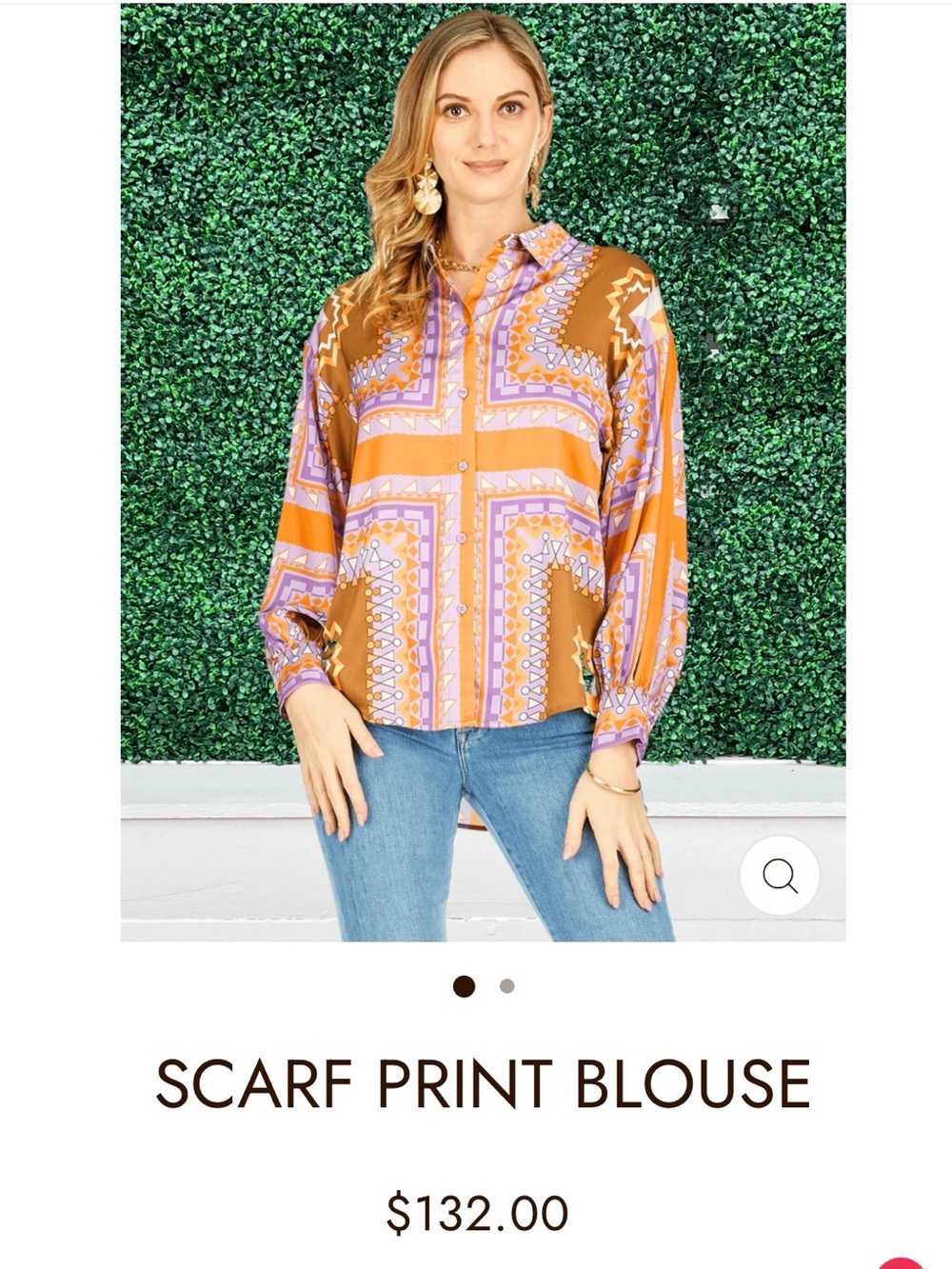 NWT Fate Women's Orange & Purple Button-Up Blouse pit2pit21” length 21” SZ SM